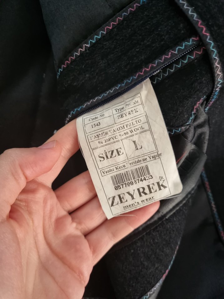 Düğmeli siyah kadife Erkek Uzun kaban - Görsel 5