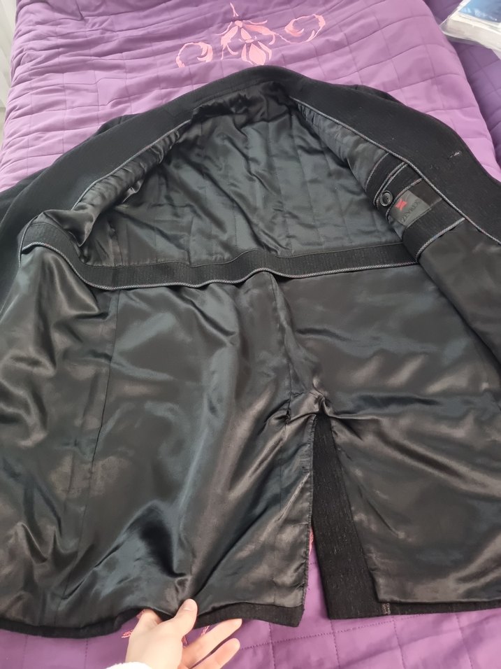 Düğmeli siyah kadife Erkek Uzun kaban - Görsel 4