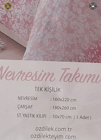 Özdilek TEK KİŞİLİK NEVRESİM TAKIMI
