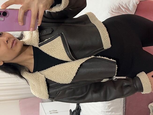 Suni süet crop ceket