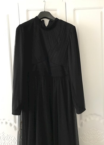Diğer Uzun Siyah Dökümlü Gotik Elbise