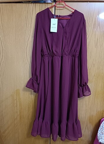 Bordo tül elbise