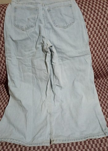 36 Beden Buz Mavisi Bol Kesim Uzun Kot Pantolon