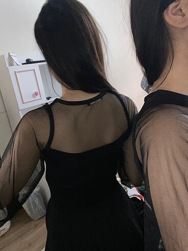 s Beden siyah Renk Siyah tül detaylı elbise