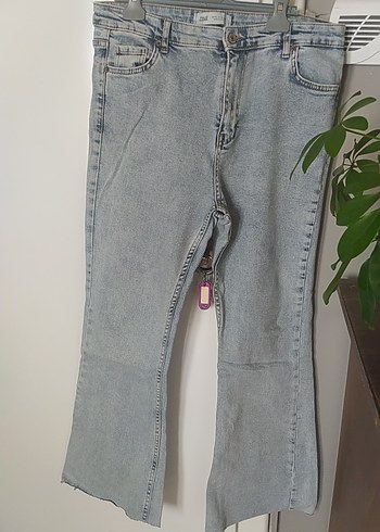 xl Beden mavi Renk Mavi Bağlama Desenli Bol Kesim Midi Kot Pantolon