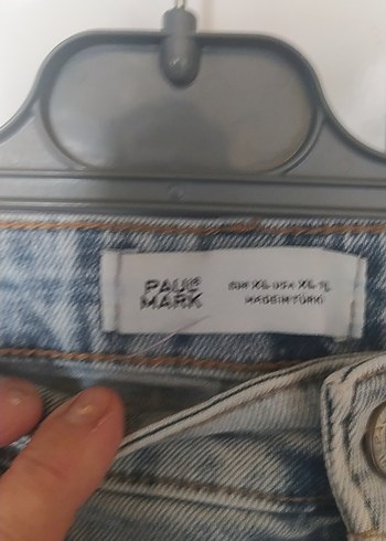 xl Beden Mavi Bağlama Desenli Bol Kesim Midi Kot Pantolon