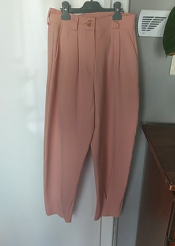 Bej Pilili Midi Kadın Kumaş Pantolon