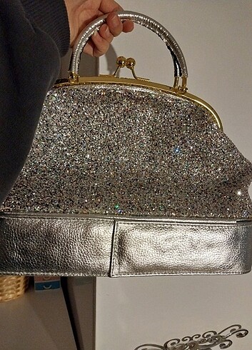 Taşlı gümüs vintage çanta  - Görsel 4
