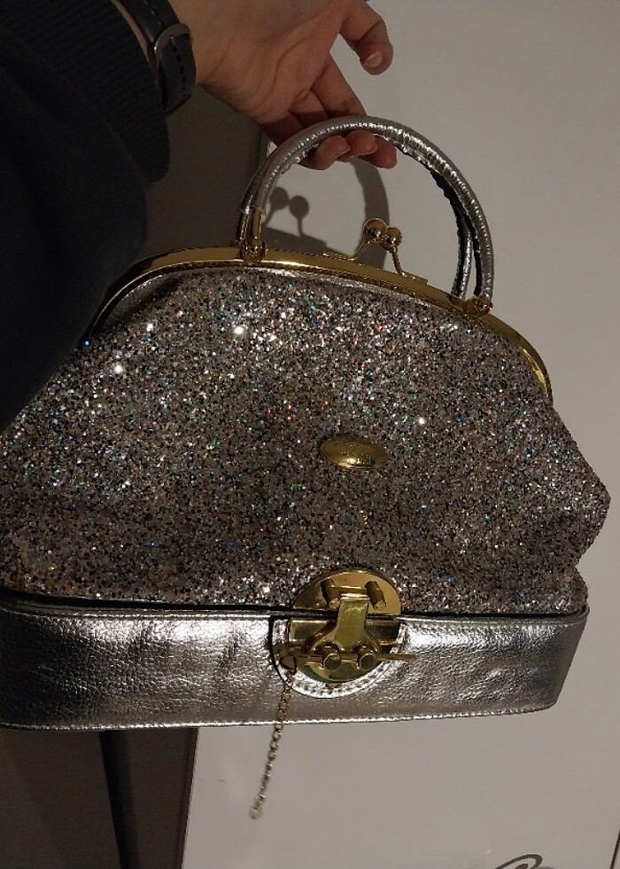 Taşlı gümüs vintage çanta  - Görsel 2