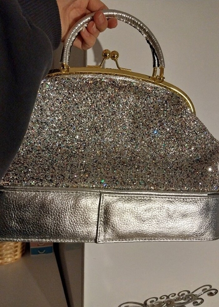 Taşlı gümüs vintage çanta  - Görsel 4