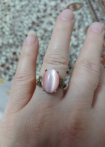 Pembe kuvars taşlı Kadın Yüzük