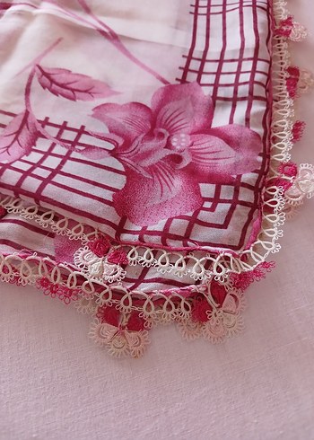 Pembe Vintage Kadın Fuları/eşarp - Görsel 6