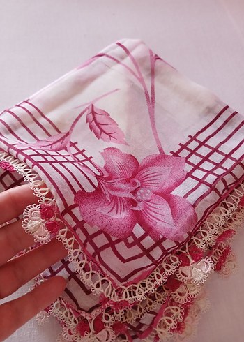 Pembe Vintage Kadın Fuları/eşarp - Görsel 5