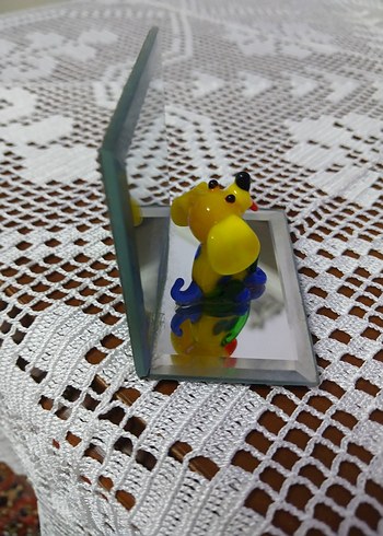 el yapımı  Sarı Cam Köpek Figürü - Görsel 7