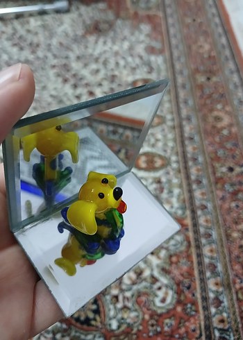 el yapımı  Sarı Cam Köpek Figürü - Görsel 4