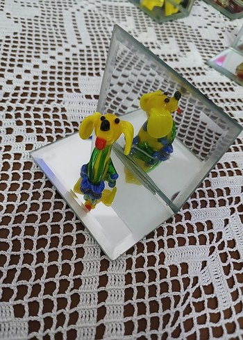 el yapımı  Sarı Cam Köpek Figürü - Görsel 8