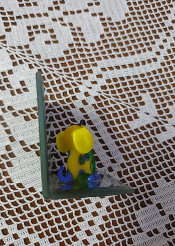 el yapımı  Sarı Cam Köpek Figürü - Görsel 5