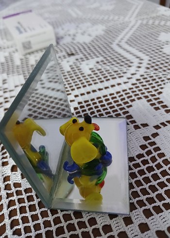 el yapımı  Sarı Cam Köpek Figürü - Görsel 9