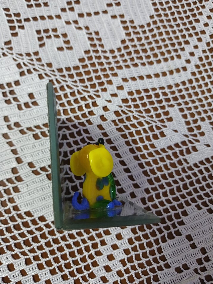 el yapımı  Sarı Cam Köpek Figürü - Görsel 5