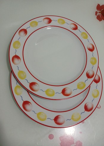 Renkli Desenli 2'li Servis Tabağı
