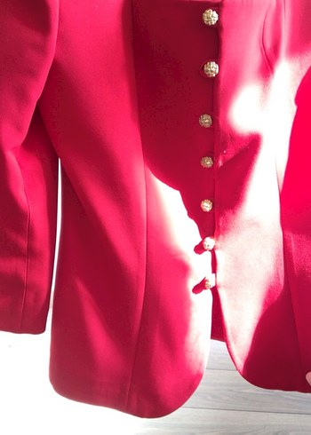 Düğmeli Kırmızı Kadın Blazer Ceket - Görsel 4