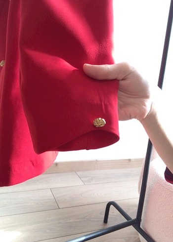 Düğmeli Kırmızı Kadın Blazer Ceket - Görsel 3