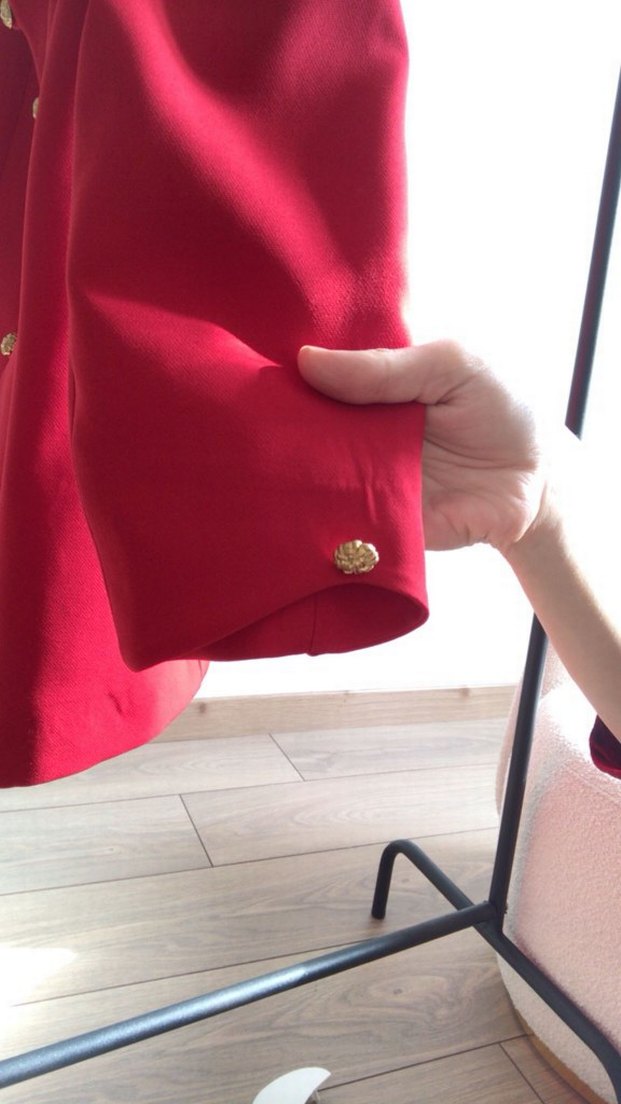 Düğmeli Kırmızı Kadın Blazer Ceket - Görsel 3