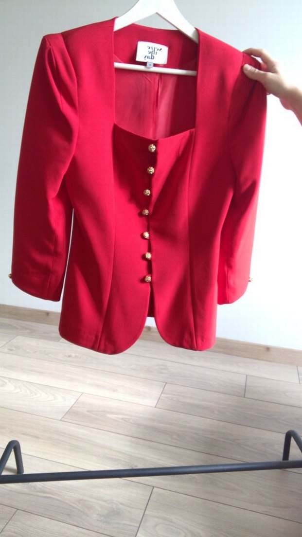 Düğmeli Kırmızı Kadın Blazer Ceket - Görsel 2