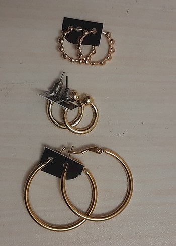 Altın gold rengi Kısa Halka Küpeler - Görsel 2