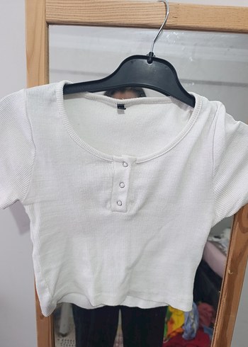 Kız Çocuk Beyaz Düğmeli Kısa Kollu Tişört - Görsel 5