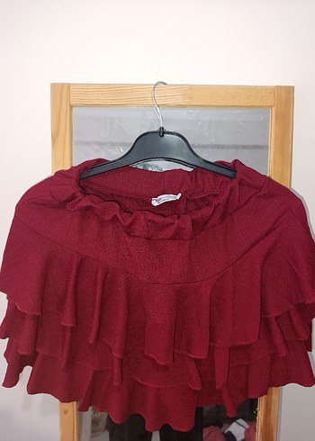 Bordo Mini Hamile Etek Fırfırlı - Görsel 5