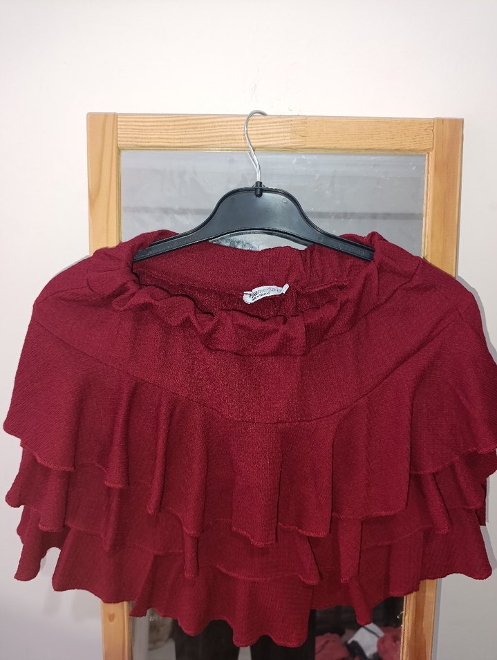 Bordo Mini Hamile Etek Fırfırlı - Görsel 4