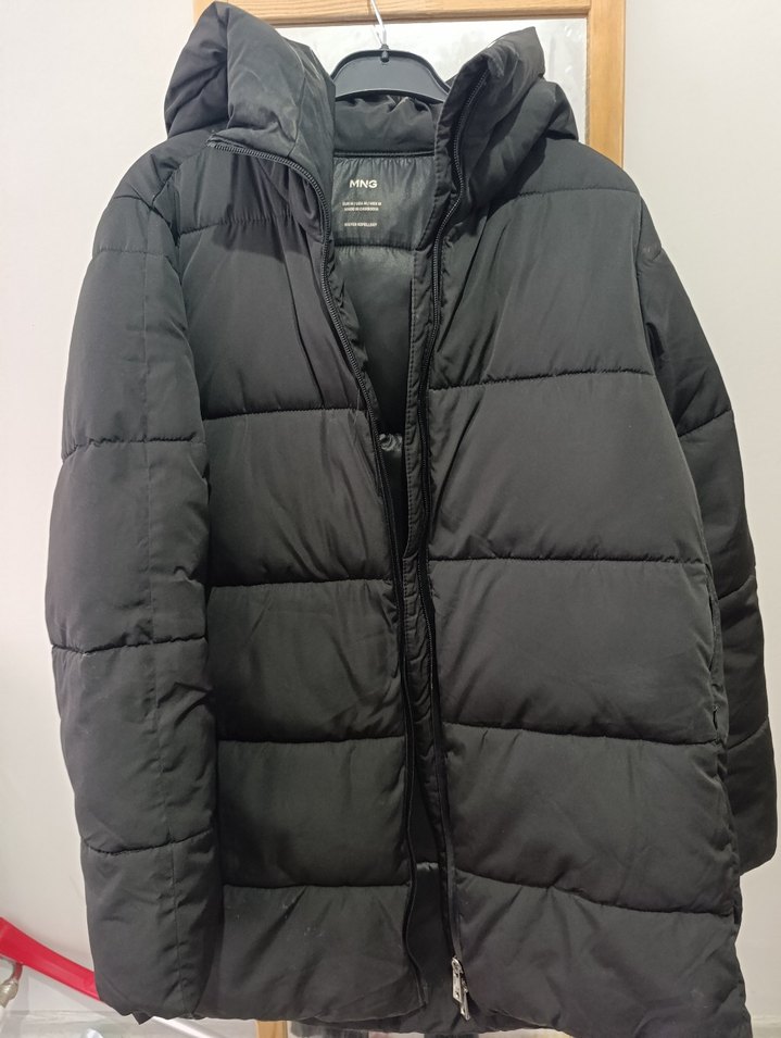 Siyah Kadın Midi Kışlık Fermuarlı Mont - Görsel 4