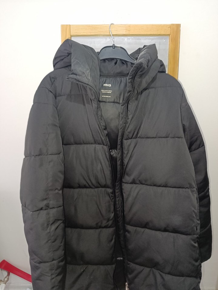 Siyah Kadın Midi Kışlık Fermuarlı Mont - Görsel 2