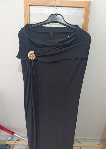 Siyah Drapeli Uzun Kollarsız Etek - Görsel 3