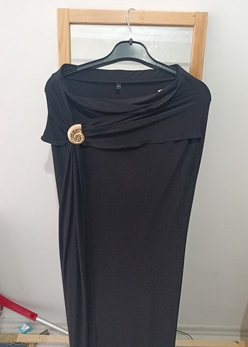 Siyah Drapeli Uzun Kollarsız Etek - Görsel 5