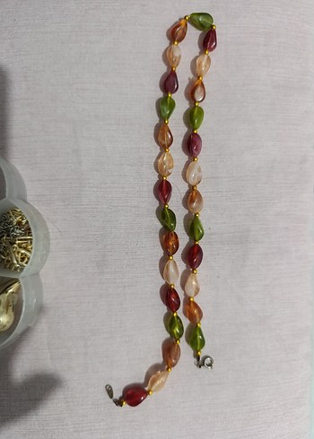 Uzun Renkli Boncuklu Bohem Kadın Kolye - Görsel 3