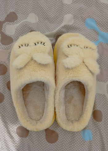 Sarı Nakışlı peluş Kadın Ev Terliği - Görsel 5