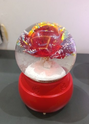 Pembe Gül Figürlü Kar Küresi - Görsel 4