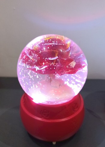 Pembe Gül Figürlü Kar Küresi - Görsel 2