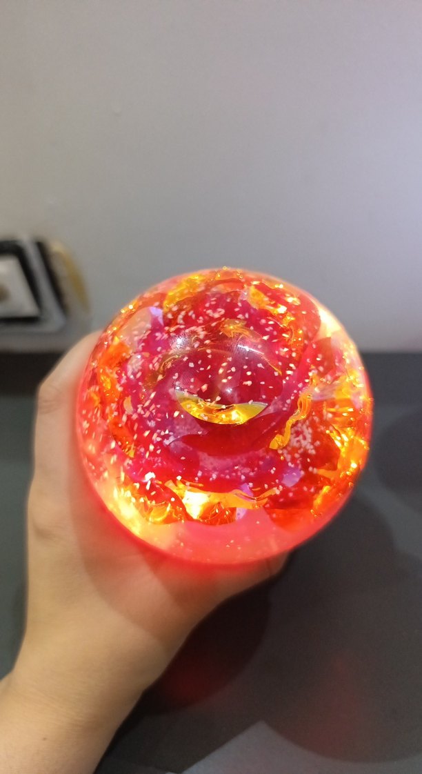 Pembe Gül Figürlü Kar Küresi - Görsel 3