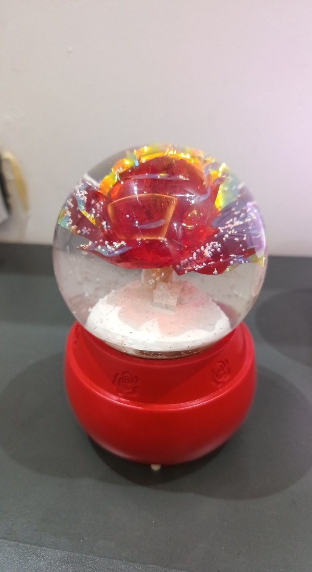 Pembe Gül Figürlü Kar Küresi - Görsel 4