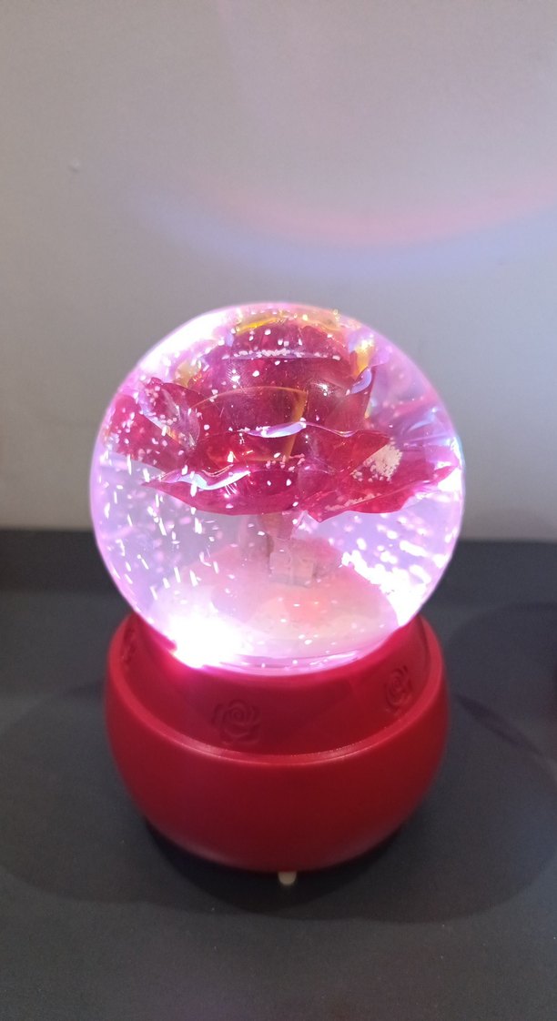 Pembe Gül Figürlü Kar Küresi - Görsel 2