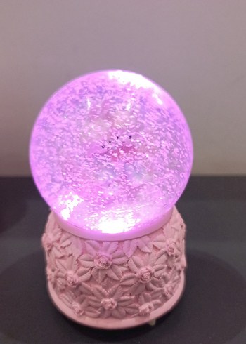 Pembe Çiçek Desenli Kar Küresi Biblosu - Görsel 4