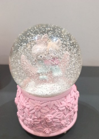 Pembe Çiçek Desenli Kar Küresi Biblosu - Görsel 2