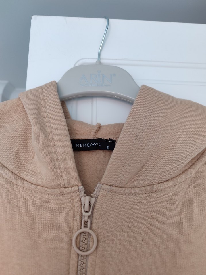 Bej Kadın Fermuarlı Sweatshirt - Görsel 2