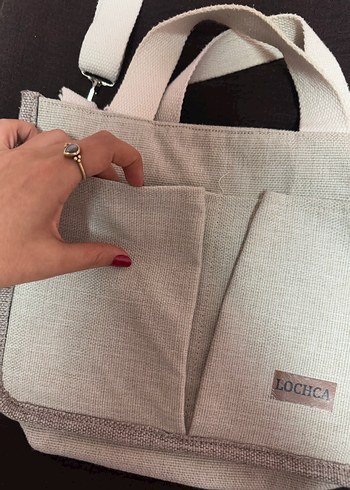  Beden Beyaz Gri Bohem Kadın Çanta Velcro Kapamalı