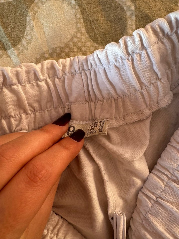 Beyaz Kadın Keten Salaş Sweatpants - Görsel 3