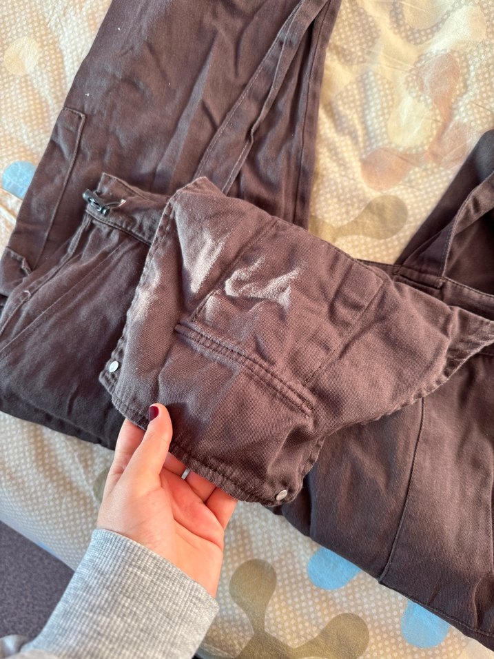 Kahverengi Askılı Midi Kot Tulum - Görsel 5