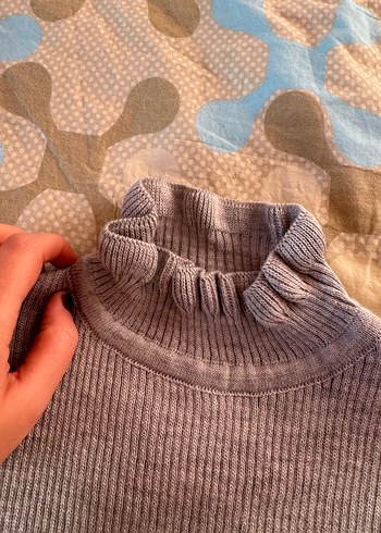 Gri Kadın Boğazlı Triko Kazak - Görsel 3